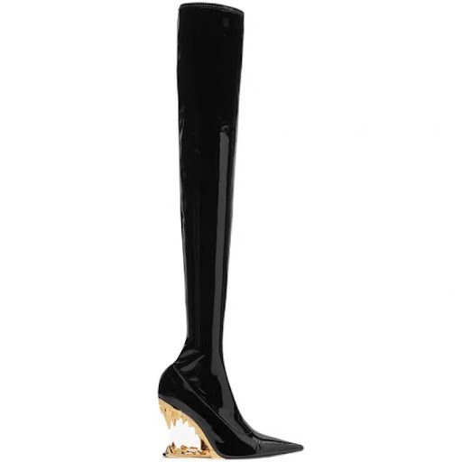 Title 20, Metal Hollow Side Zipper High-top Patent Leathe...