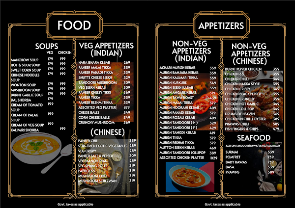 Black Bull Cafe menu 