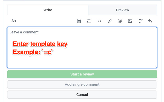 Review comment template for github chrome extension