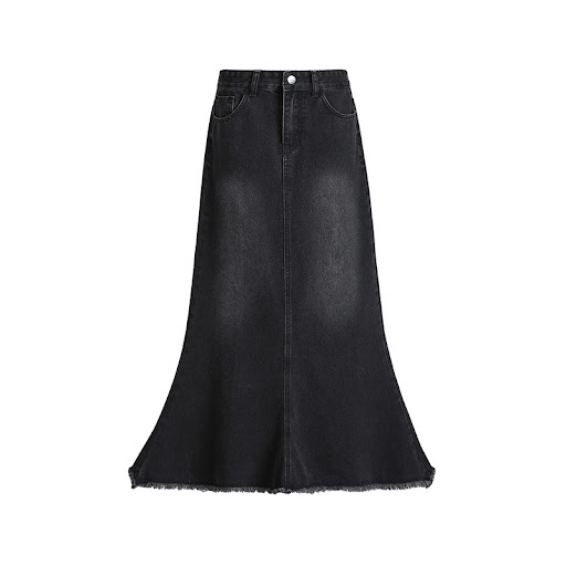 Title 7, Womens Black Fashion Denim Fishtail Skirt Styl...