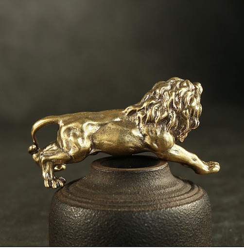 Title 8, Antique Pure Copper Solid Lion Small Pendant De...