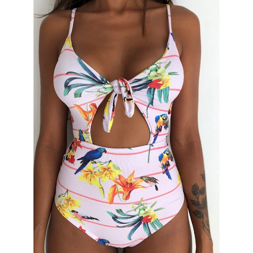 Title 5, Knotted chest swimsuit for a flattering fit. St...