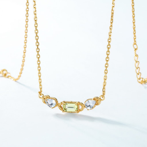 Title 5, Womens Square Olivine Pendant Necklace, a stun...