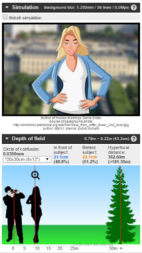 Bokeh simulator DOF calculator