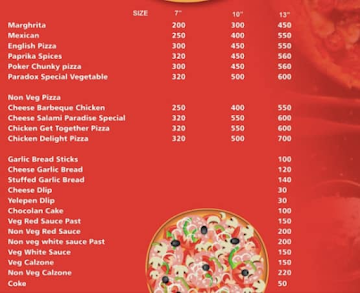 Pizza by Paradoxx menu 