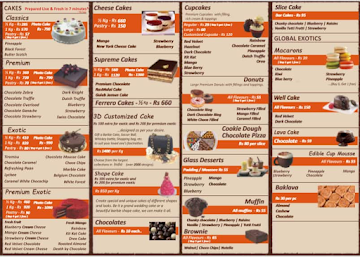 Cakes Fiesta menu 