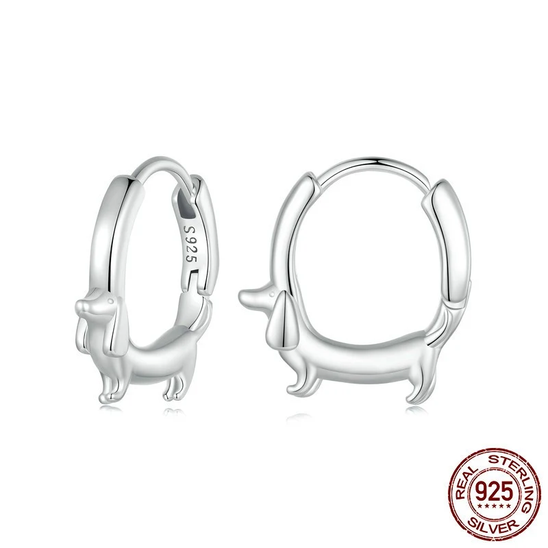 Bracelet et boucles d'oreilles simples en argent sterling avec animaux mignons, un ensemble adorable pour un cadeau ou un usage quotidien.