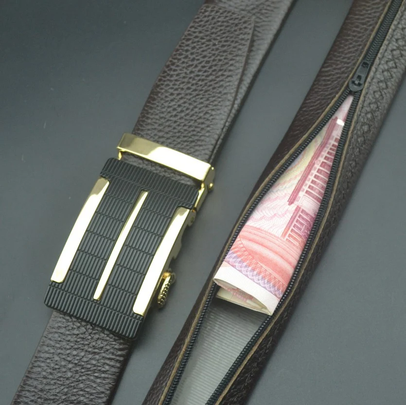 Cinto de couro bovino de primeira camada com compartimento secreto para dinheiro. Discreto, elegante e seguro para viagens.