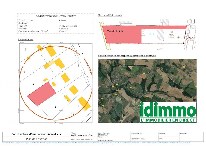 Vente terrain  700 m² à Cintegabelle (31550), 70 000 €