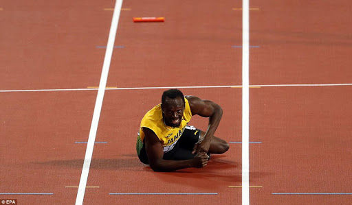 bolt in agony as he collapses