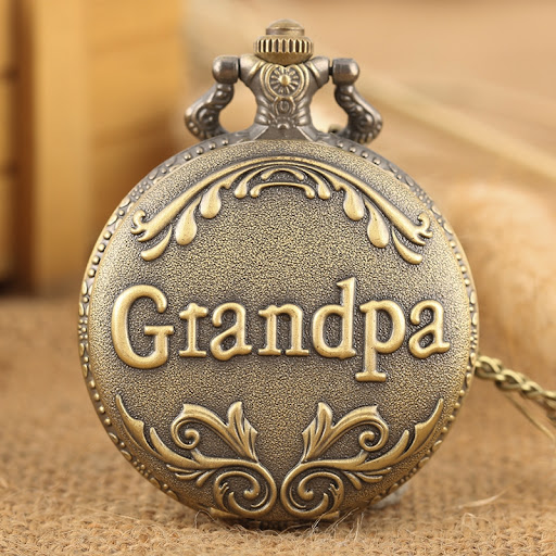 Title 3, Vintage Grandpa Green Ancient Pocket Watch. A t...