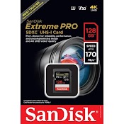 Thẻ Nhớ Sandisk Extreme Pro 170Mb / S V30 U3 Class 10 4K Uhs - I Sdxc (Sdsdxy - 128G) - [128Gb]