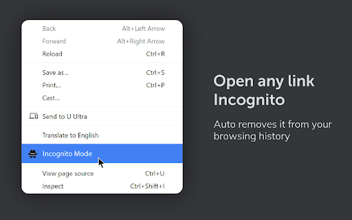 Incognito mode for Chrome