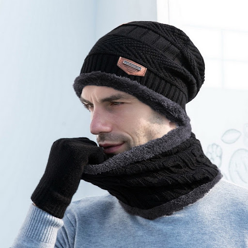 Title 3, Warm Cashmere Padded Hat Scarf Gloves Set of Th...