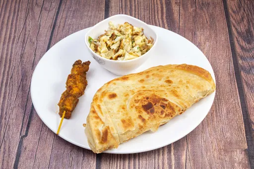 2 Laccha Paratha With Egg Bhurji [2 Eggs] And Kathi Kebab