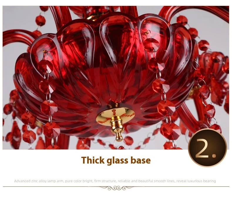 Title 8, Lustre europeu vermelho de cristal para sala de...