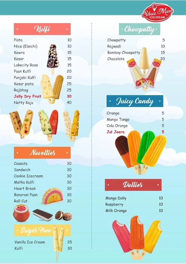 Shree Mann Ice Cream menu 