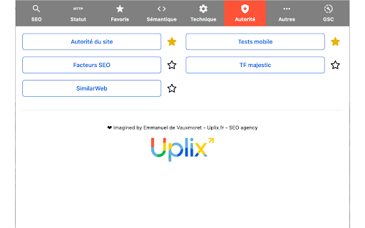 Extension SEO Chrome by Uplix.fr