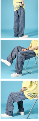 Title 3, Mens Straight Loose Jeans Casual Trousers Hip ...