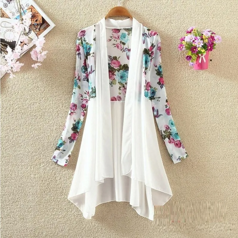 Dames mesh chiffon cardigan, halflang, grote maat, losse pasvorm, lange mouwen, sjaal dunne jas, perfect voor zomerse outfits.