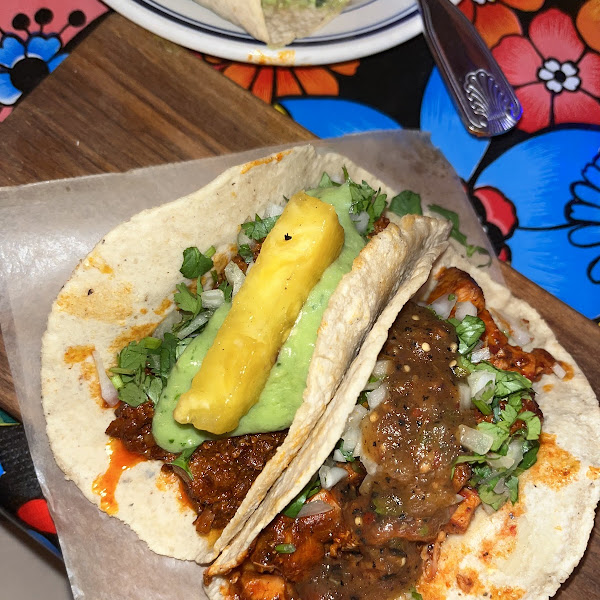 Pollo Asado and Al Pastor tacos