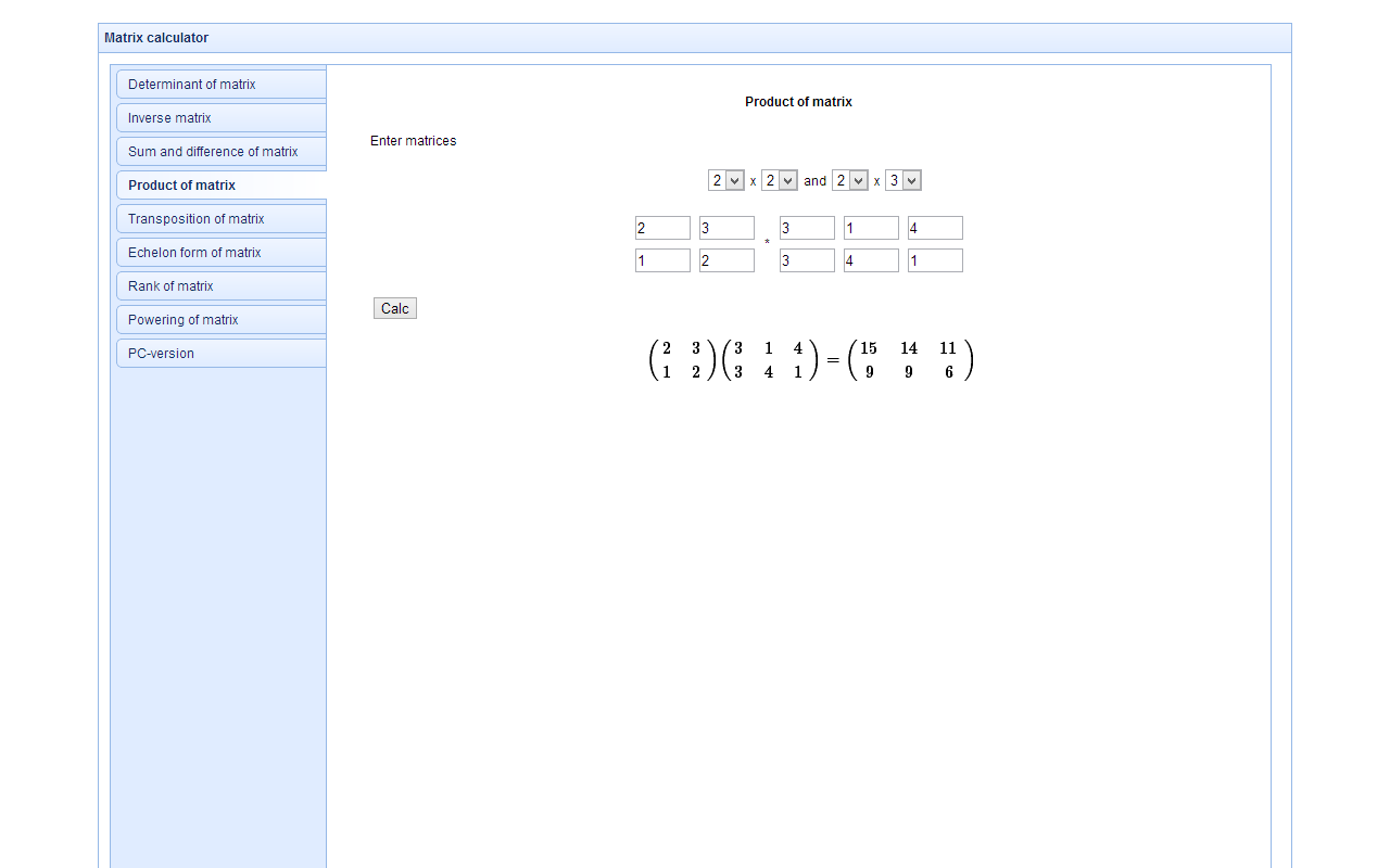 Matrixcalc Chrome Extension Image 3