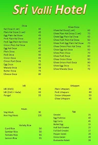 Sri Valli Hotel menu 1