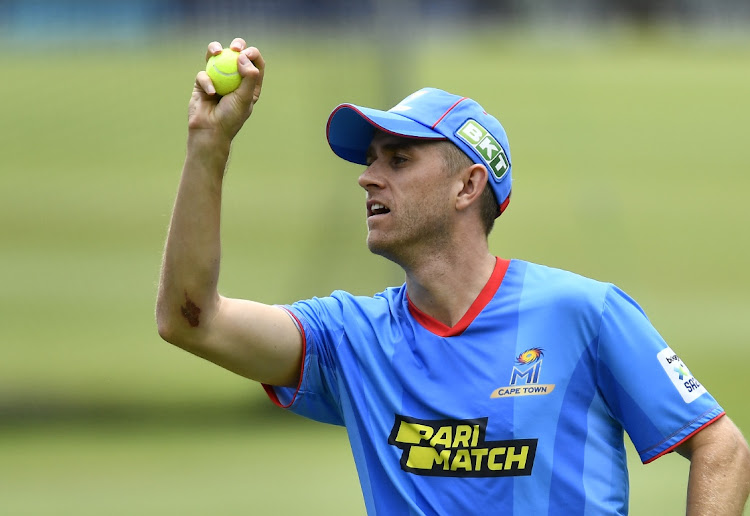 Olly Stone during the MI Cape Town press conference and training session at Newlands Cricket Ground on January 12, 2023 in Cape Town.