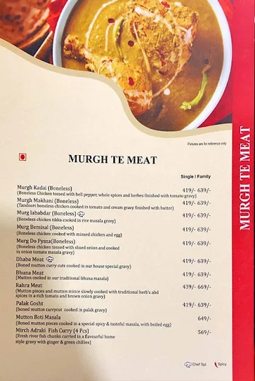 Pind Balluchi menu 