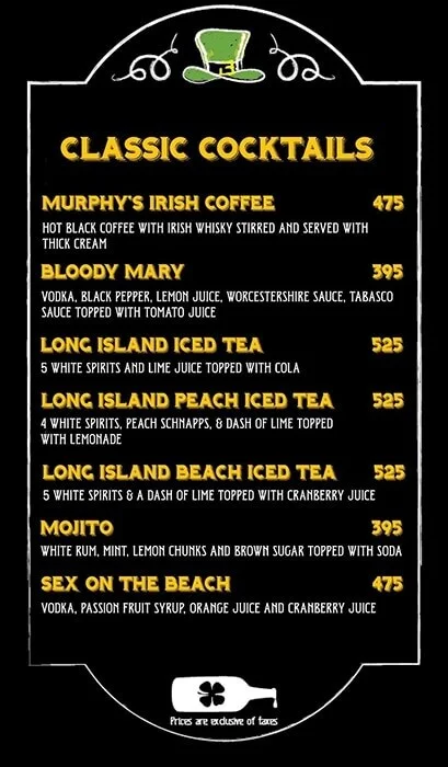 Murphy's Brewhouse - The Paul menu 