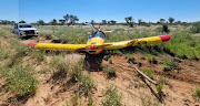 The Raven aircraft where it came to rest in Bray, North West, after an engine failure caused by a blocked fuel filter on January 7 2022.