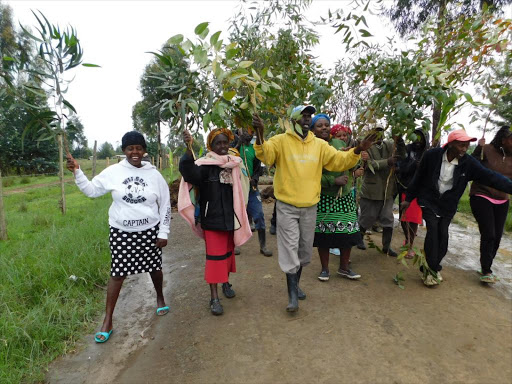 Residents of Mwireri village in Kaimbaga, Ol Kalou, protest over the poor state of Ndemi-Mwireri road in the past