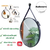 [Mã Life1511A Giảm 10% Đơn 50K] Gương Treo Tường Gương Tròn Dây Da Simili Cao Cấp Sang Trọng [Đóng Hộp - Full Phụ Kiện]