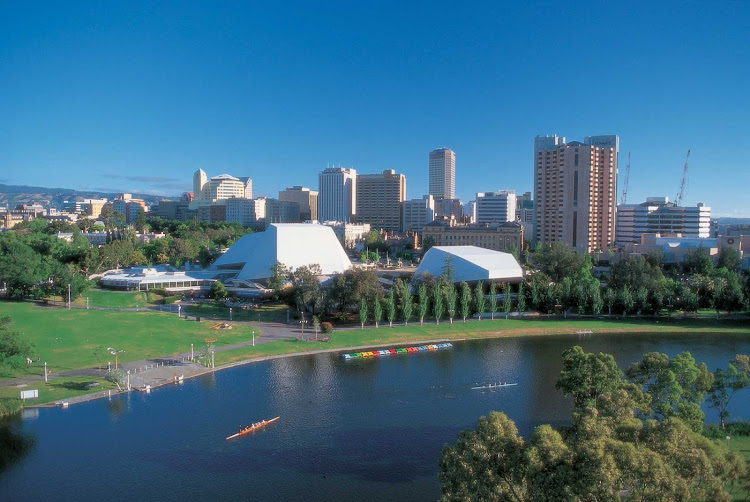 The Torrens River flows through Adelaide, South Australia.