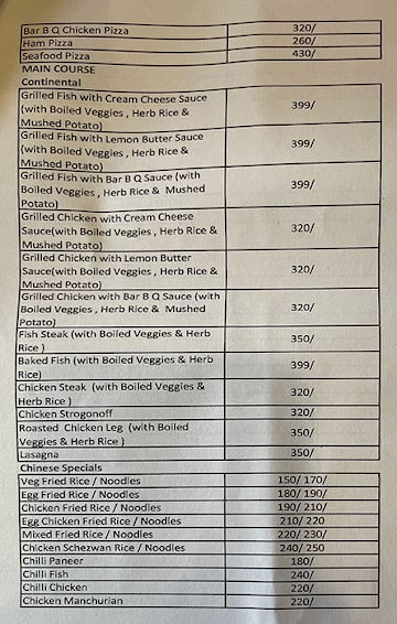 Cafe R Dine menu 