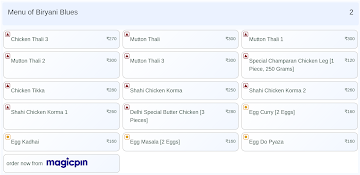 Biryani Blues menu 