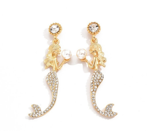 Title 1, Silver Needle Mermaid Pearl Super Fairy Long Ea...