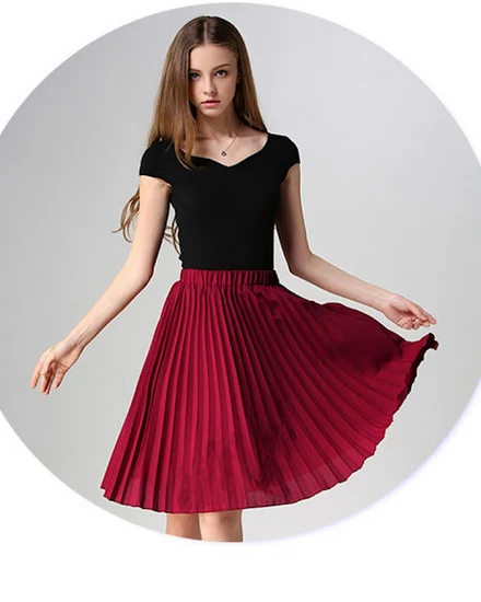 Women Chiffon Pleated Skirt Vintage High Waist Tutu Skirt... - 1