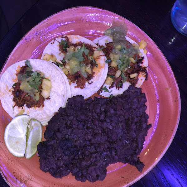 Pork tacos and black beans