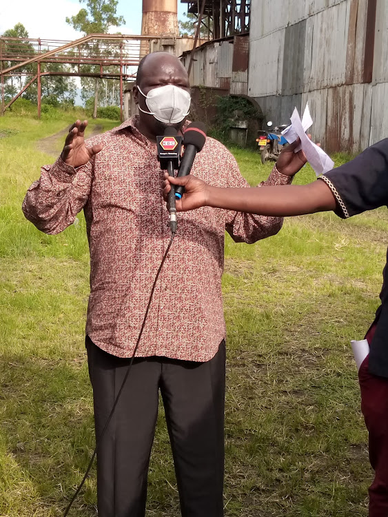 Muhoroni MP Onyango Koyoo during stakeholders’ consultative meeting at the Miwani Sugar Company on Sunday.