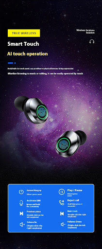 Title 7, BQ50 Wireless Bluetooth Headset TWS with Slidin...