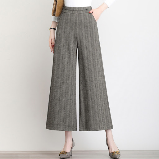 Title 6, Loose Korean Striped Versatile High Waist Strai...
