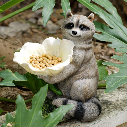 Title 2, Garden Courtyard Decoration Raccoon Bird Feeder...