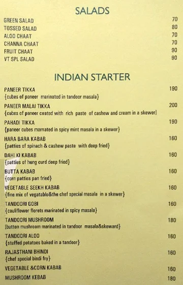 VT Sindhur Veg menu 
