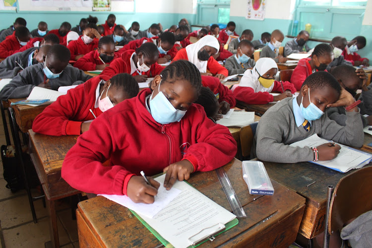 Grade 5 pupils sit for mathematics paper during the start of Kenya National Examinations Council assessment tests for Grades 3, 4 and 5 at Nairobi Primary School on February 1.