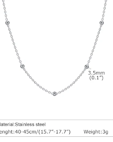 Collar de cuentas de acero inoxidab - 1