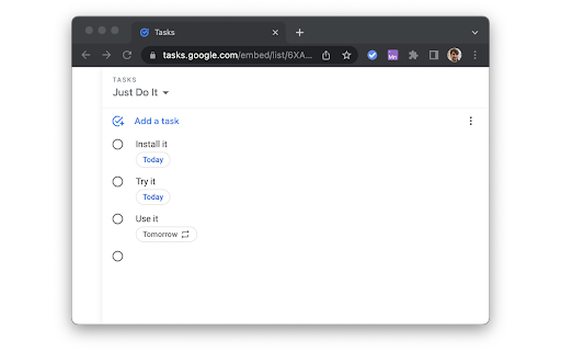 Button for Google Tasks