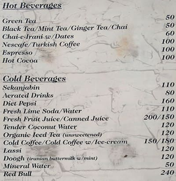 No-Regret Foods menu 
