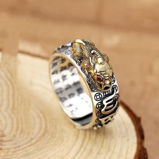 Title 6, 99 Pure Silver Zhaocai Pixiu Mens Transit Hear...