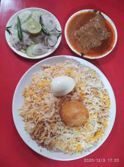 Egg Biryani With Chicken Chaap And Salad